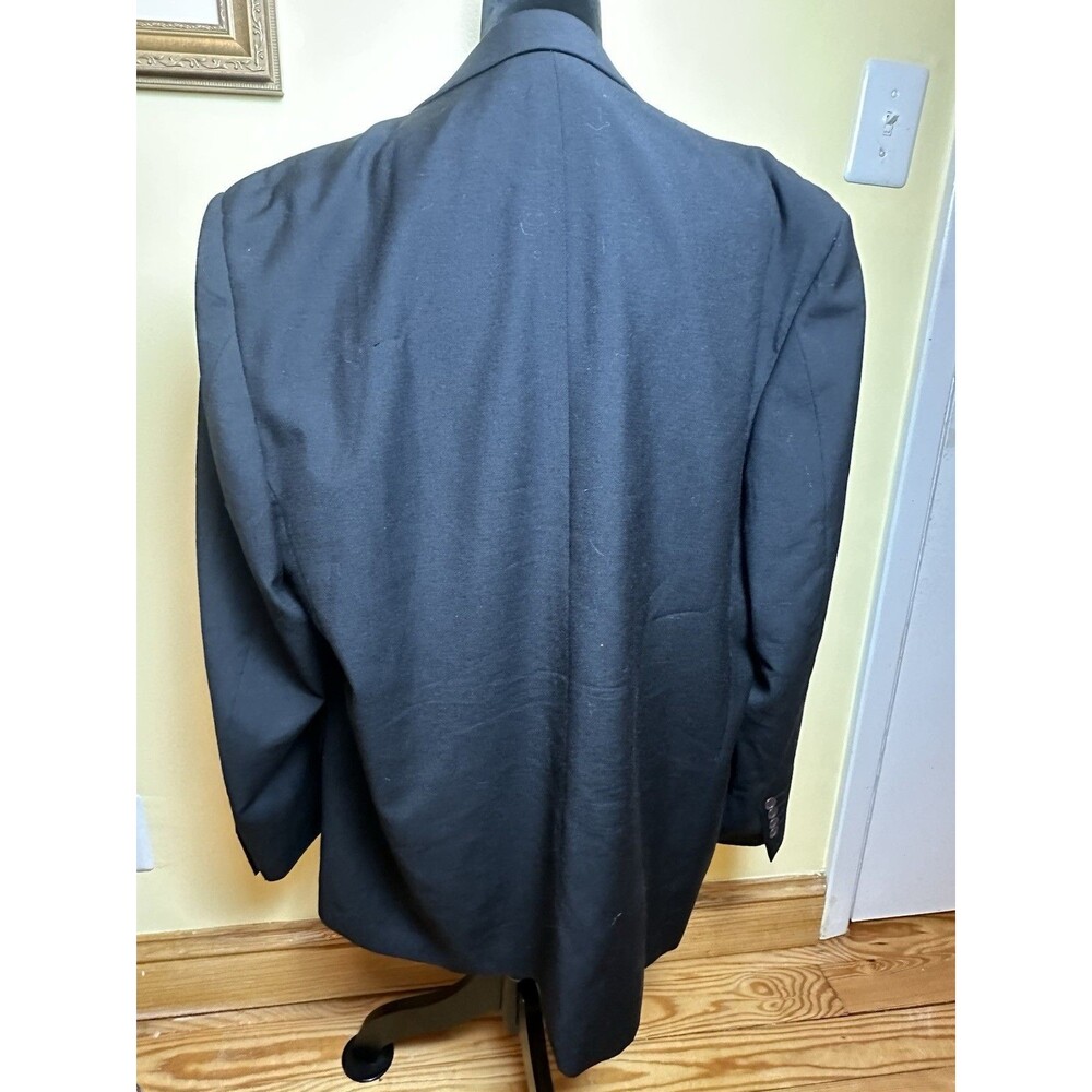 Men's Black Jacket Blazer 46R Black Classic Merino Wool Blend Sport Coat Italian - Picture 3 of 8